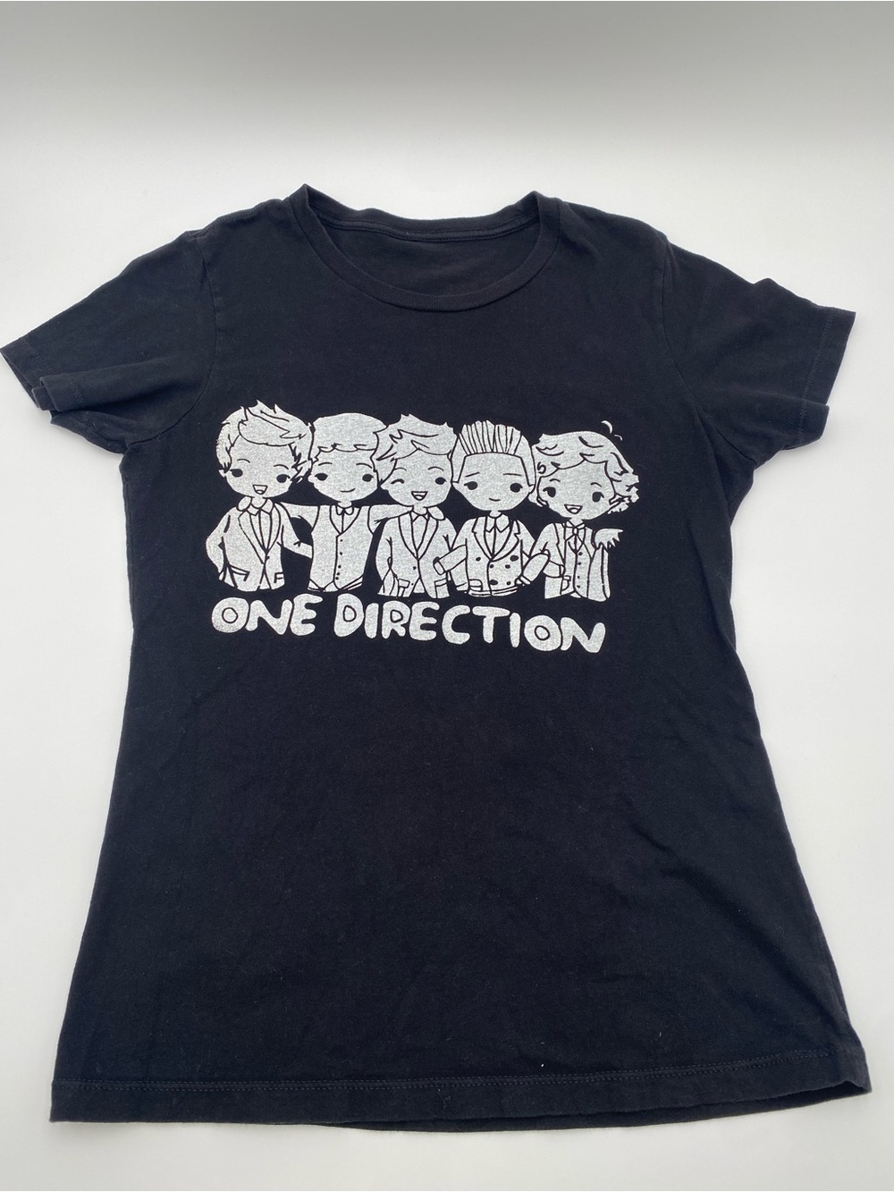 Women’s Black One Direction Graphic Print T-Shirt Crew Neck Short Sleeve